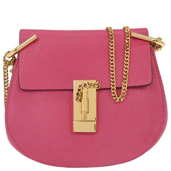 Chloe Pink Leather Drew Shoulder Bag 03185765-9 144727 - Picture 1 of 8